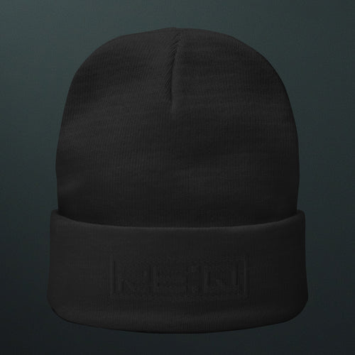 Black/Black Embroidered Beanie
